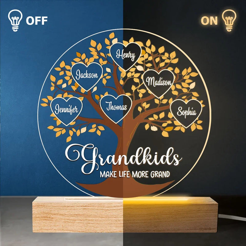 Life Becomes More Joyful And Meaningful With Grandchildren In It - Family  Personalized Custom Shaped 3D LED Light - Gift For Grandma, Grandpa, Grandkid