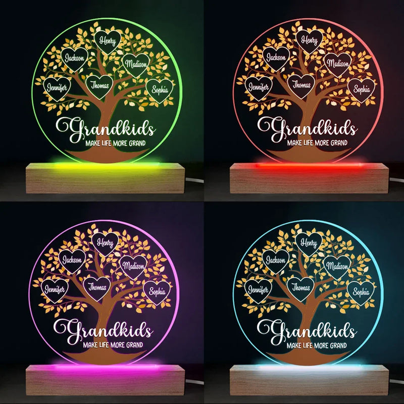 Life Becomes More Joyful And Meaningful With Grandchildren In It - Family  Personalized Custom Shaped 3D LED Light - Gift For Grandma, Grandpa, Grandkid