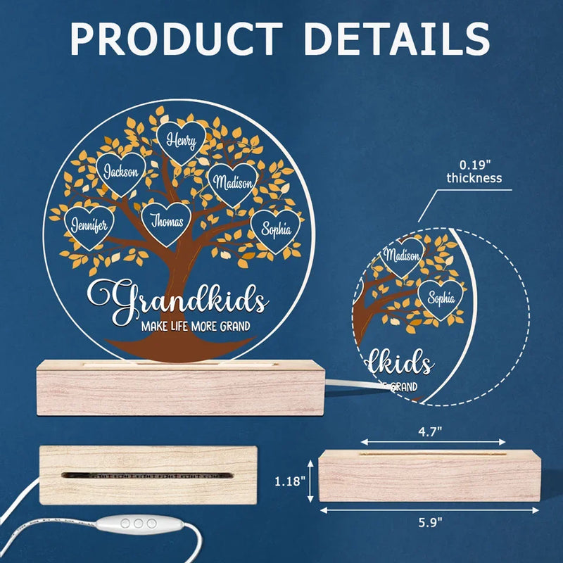 Life Becomes More Joyful And Meaningful With Grandchildren In It - Family  Personalized Custom Shaped 3D LED Light - Gift For Grandma, Grandpa, Grandkid