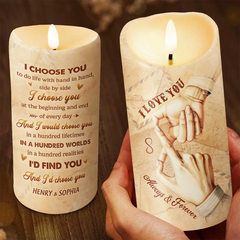 I Love You In Every Universe - Couple Personalized Custom LED Candle - Christmas Gift For Husband Wife, Anniversary