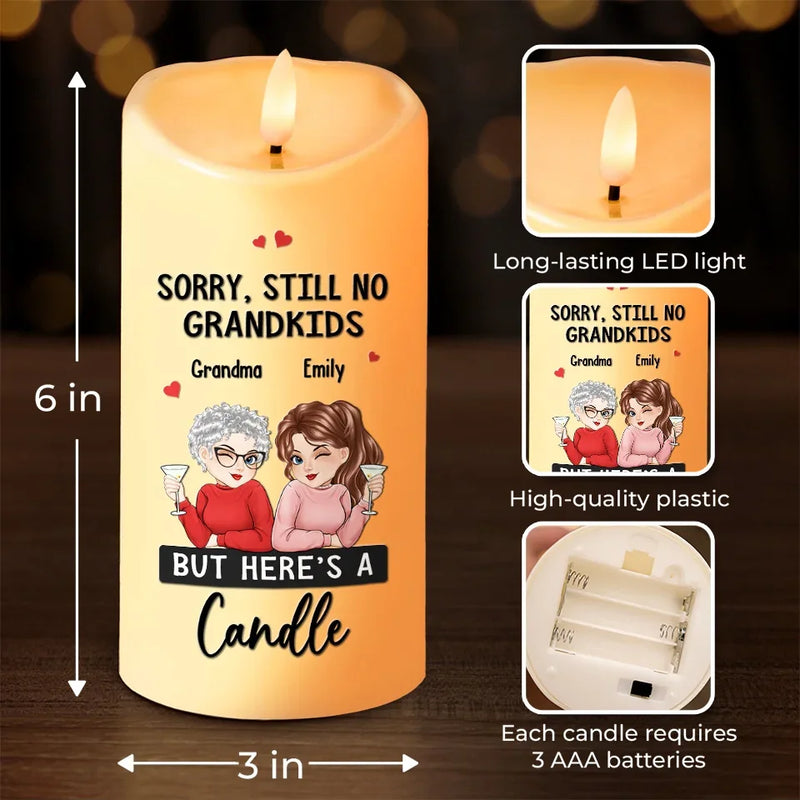 Waiting For Grandkids Is My Cardio - Family Personalized Custom LED Candle - Gift For Grandma