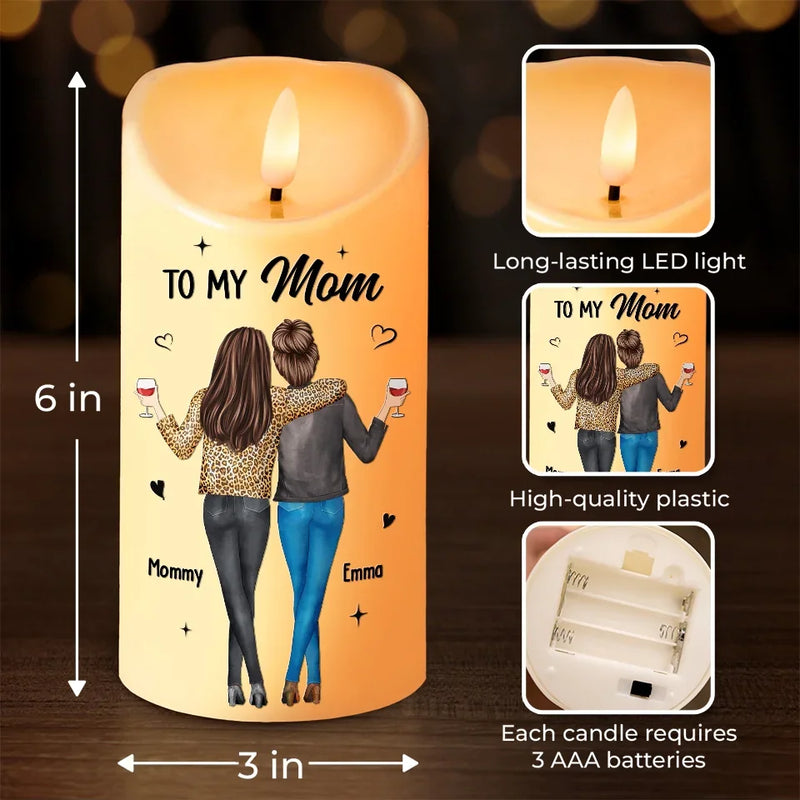 Thanks For Being My Mom - Family Personalized Custom LED Candle - Gift For Mom, Grandma