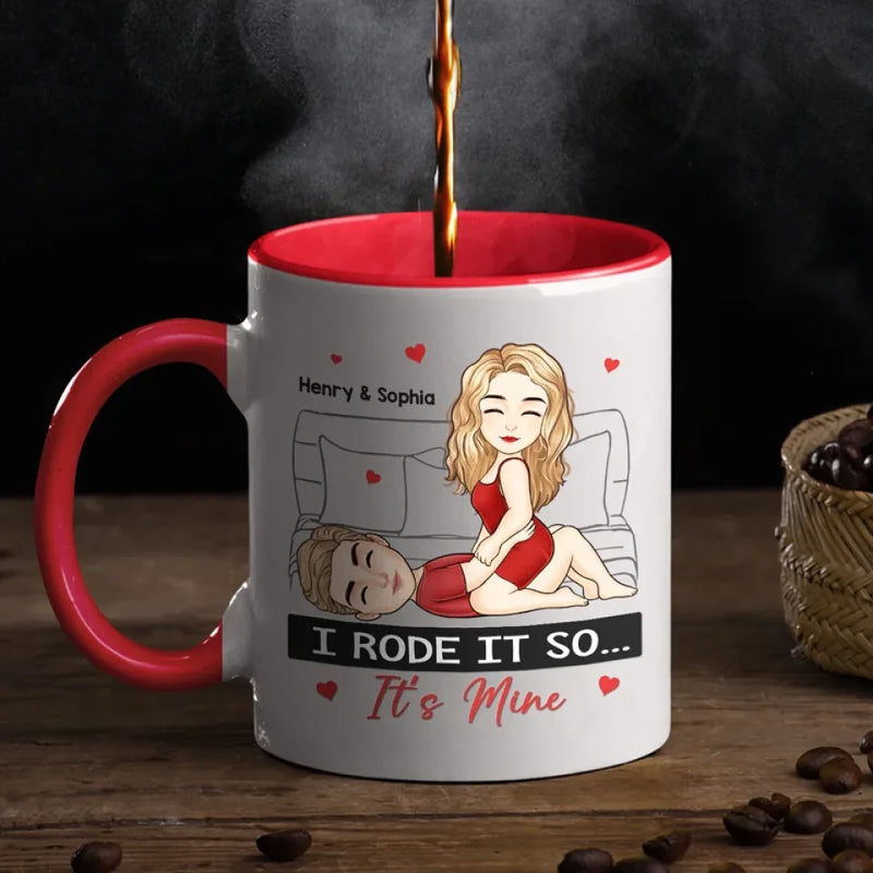 Here With Me - Couple Personalized Custom Accent Mug - Gift For Husband Wife, Anniversary