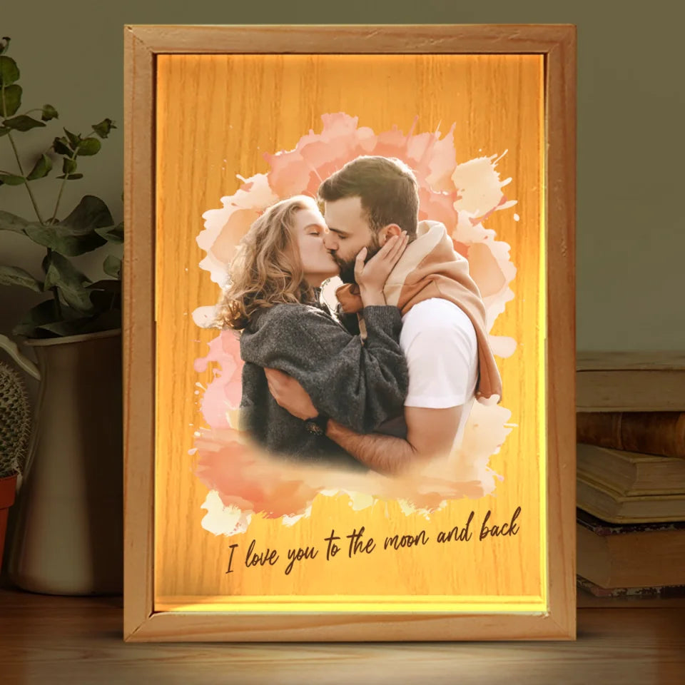 Cadre photo personnalisé « Home Is Wherever I'm With You » - Boîte lumineuse personnalisée pour couple - Cadeau pour mari et femme, anniversaire
