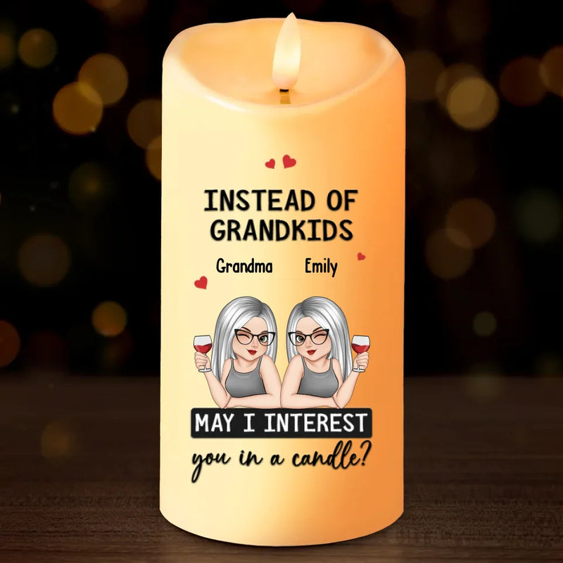 Waiting For Grandkids Is My Cardio - Family Personalized Custom LED Candle - Gift For Grandma