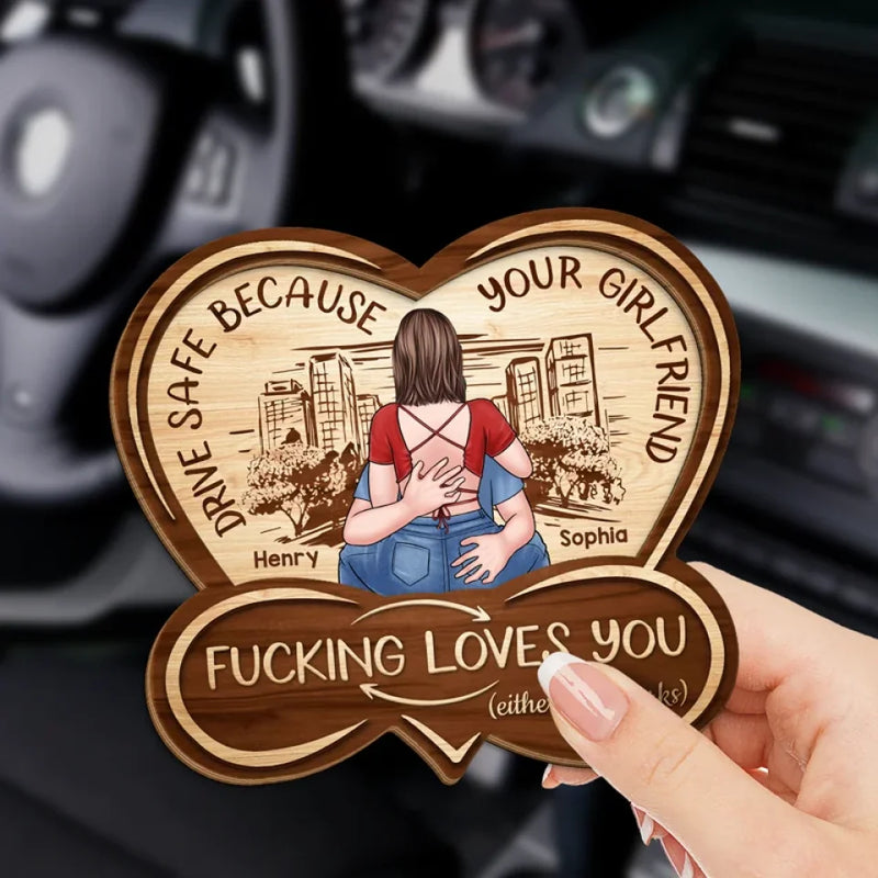 Take Care On The Road, My Heart - Couple Personalized Custom Car Visor Clip - Gift For Husband Wife, Anniversary