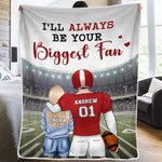 Custom Name Football Couple Gifts for Sports Fans - Personalized Blanket