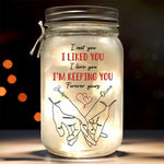 With You, I’ll Never Let Go - Couple Personalized Custom Mason Jar Light - Gift For Husband Wife, Anniversary