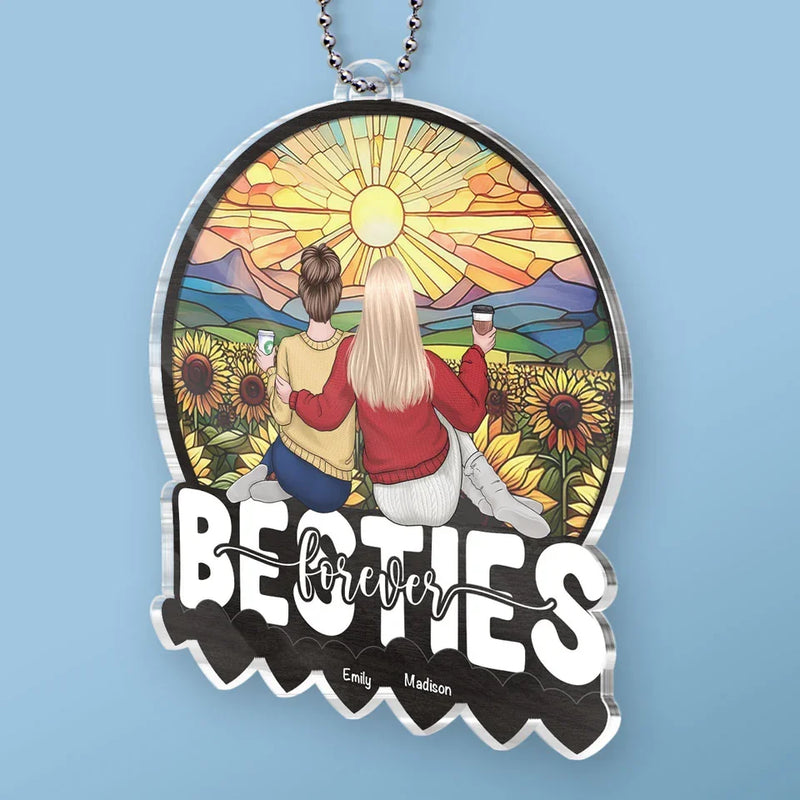 Life’s Better With A Bestie Like You - Bestie Personalized Custom Car Ornament - Acrylic Custom Shaped - Gift For Best Friends, BFF, Sisters