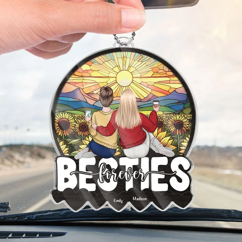 Life’s Better With A Bestie Like You - Bestie Personalized Custom Car Ornament - Acrylic Custom Shaped - Gift For Best Friends, BFF, Sisters