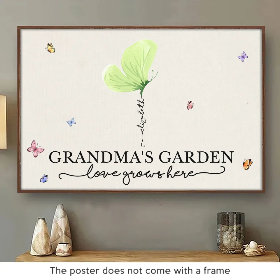 Love Grown In Grandma's Garden - Family Personalized Custom Horizontal Poster - Gift For Mom, Grandma