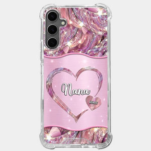 A Garden Of Love Grows In A Grandmother's Heart - Family Personalized Custom Faux Jewelry Effect Printed Clear Phone Case - Gift For Mom, Grandma