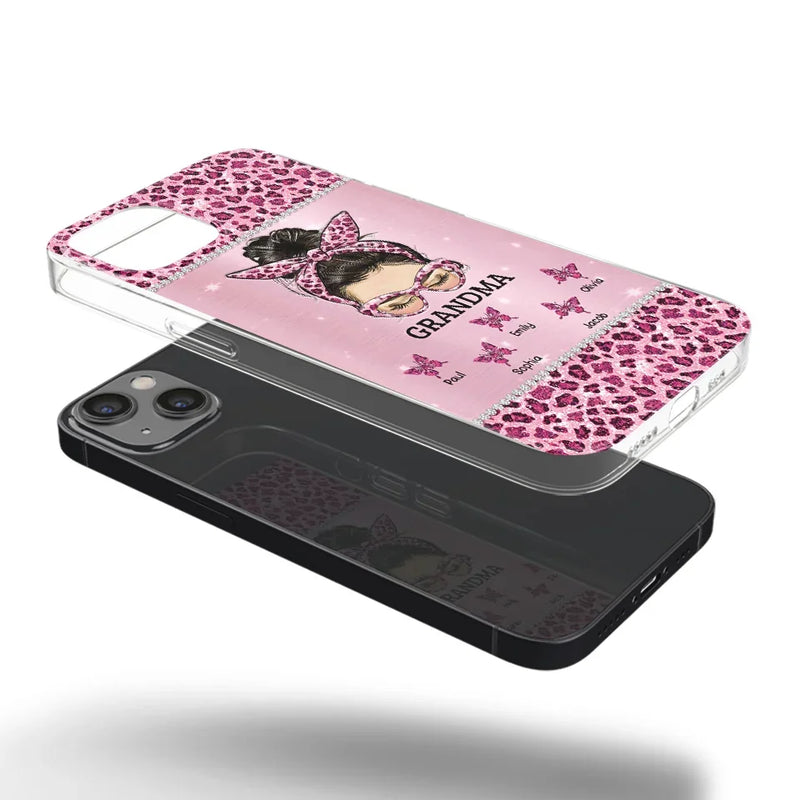 A Grandmother's Love Is Forever And Always - Family Personalized Custom Faux Jewelry Effect Printed Clear Phone Case - Gift For Mom, Grandma