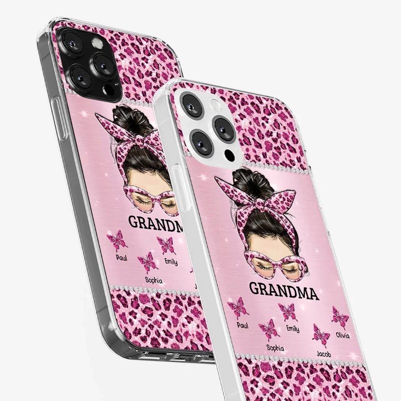 A Grandmother's Love Is Forever And Always - Family Personalized Custom Faux Jewelry Effect Printed Clear Phone Case - Gift For Mom, Grandma