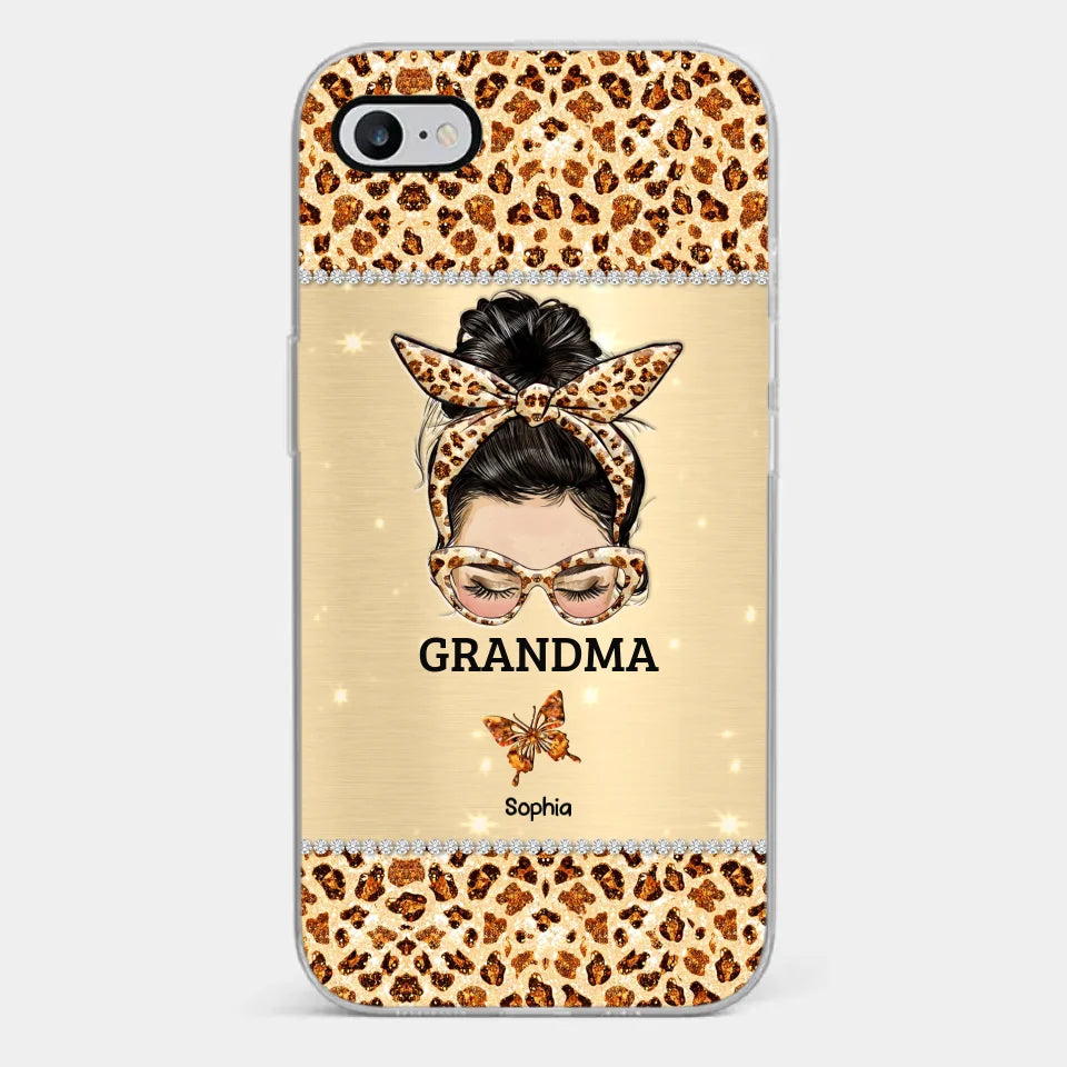 A Grandmother's Love Is Forever And Always - Family Personalized Custom Faux Jewelry Effect Printed Clear Phone Case - Gift For Mom, Grandma