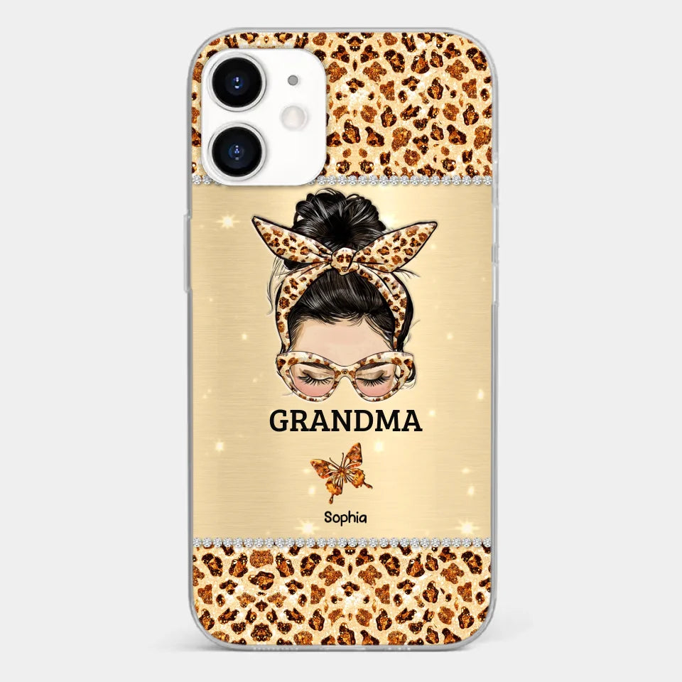 A Grandmother's Love Is Forever And Always - Family Personalized Custom Faux Jewelry Effect Printed Clear Phone Case - Gift For Mom, Grandma