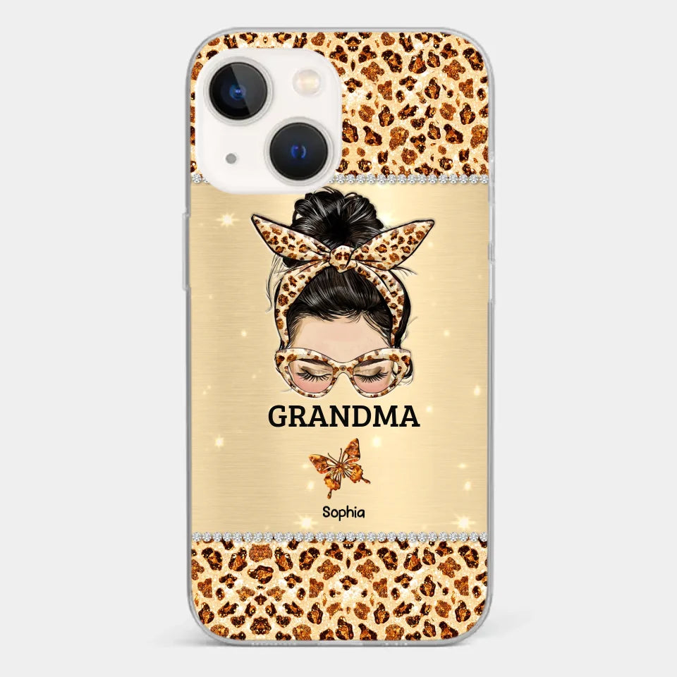 A Grandmother's Love Is Forever And Always - Family Personalized Custom Faux Jewelry Effect Printed Clear Phone Case - Gift For Mom, Grandma