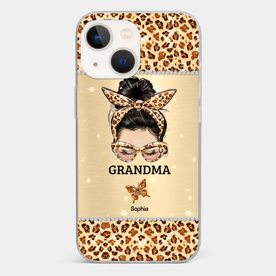 A Grandmother's Love Is Forever And Always - Family Personalized Custom Faux Jewelry Effect Printed Clear Phone Case - Gift For Mom, Grandma