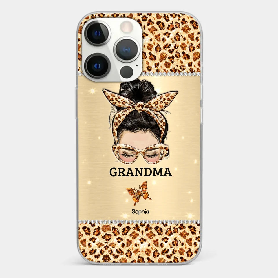 A Grandmother's Love Is Forever And Always - Family Personalized Custom Faux Jewelry Effect Printed Clear Phone Case - Gift For Mom, Grandma