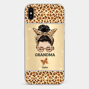 A Grandmother's Love Is Forever And Always - Family Personalized Custom Faux Jewelry Effect Printed Clear Phone Case - Gift For Mom, Grandma