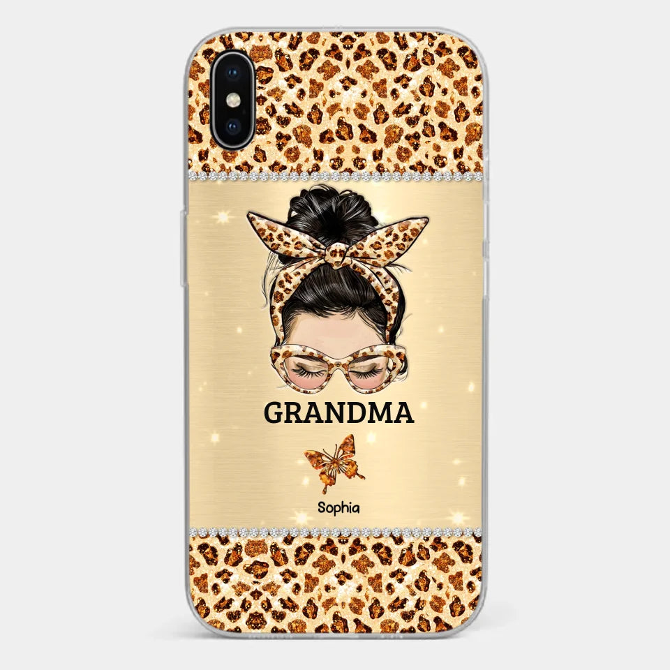 A Grandmother's Love Is Forever And Always - Family Personalized Custom Faux Jewelry Effect Printed Clear Phone Case - Gift For Mom, Grandma