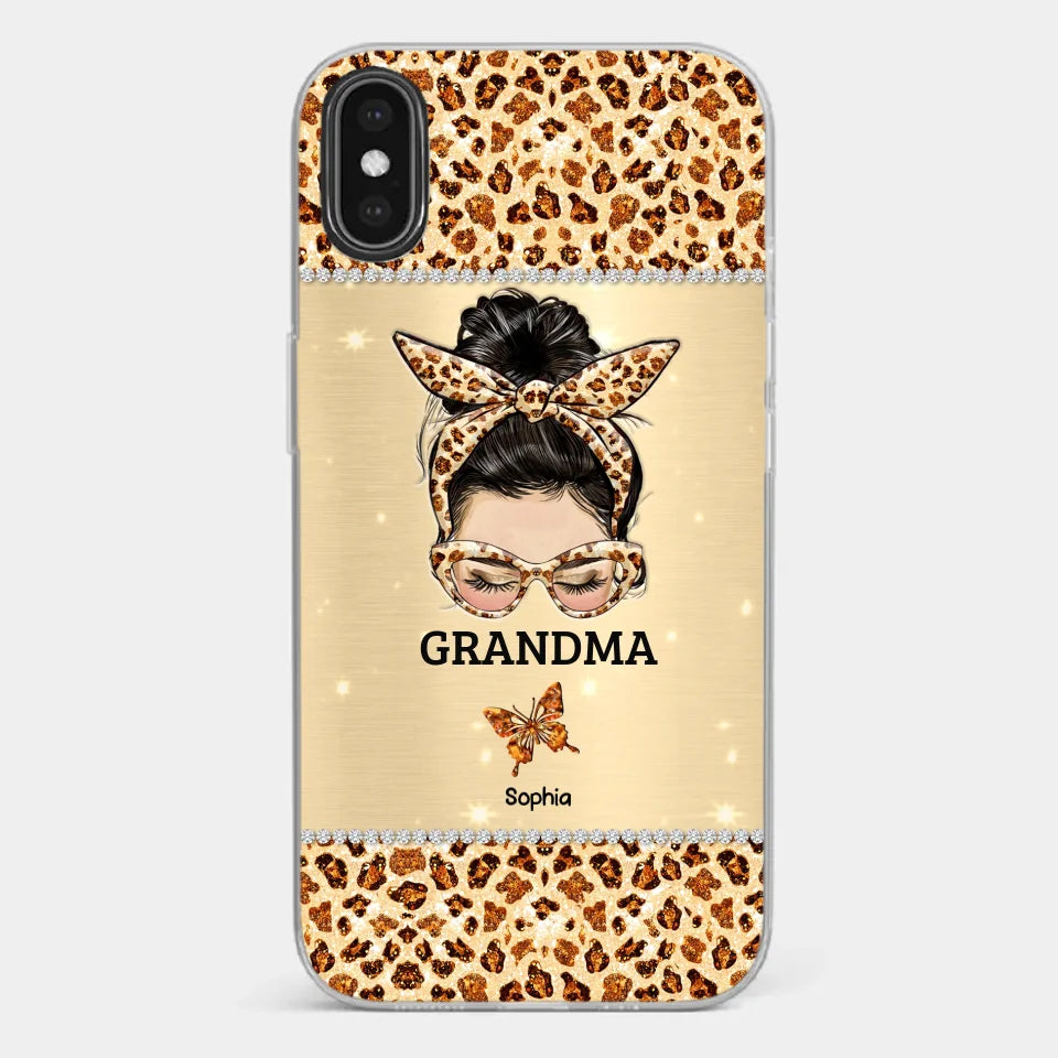 A Grandmother's Love Is Forever And Always - Family Personalized Custom Faux Jewelry Effect Printed Clear Phone Case - Gift For Mom, Grandma