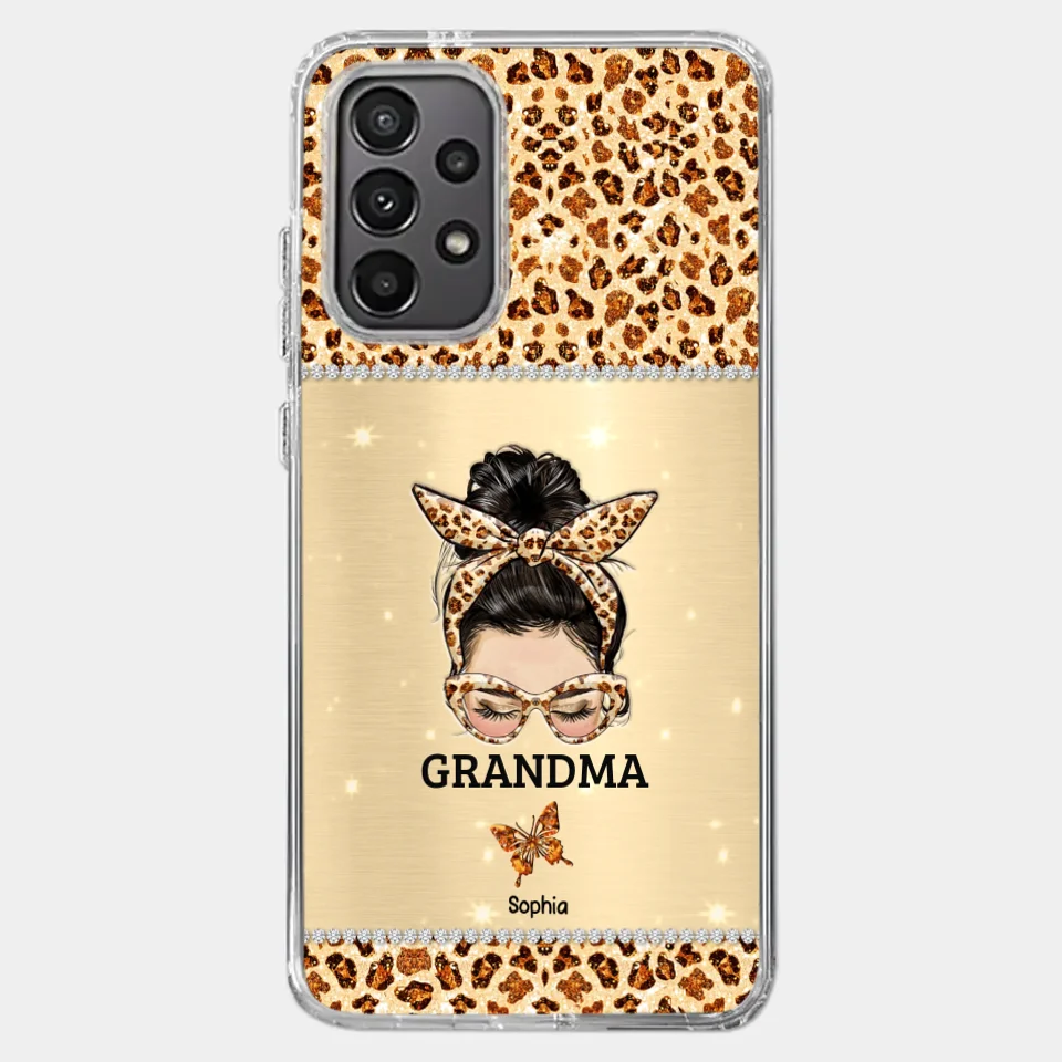 A Grandmother's Love Is Forever And Always - Family Personalized Custom Faux Jewelry Effect Printed Clear Phone Case - Gift For Mom, Grandma