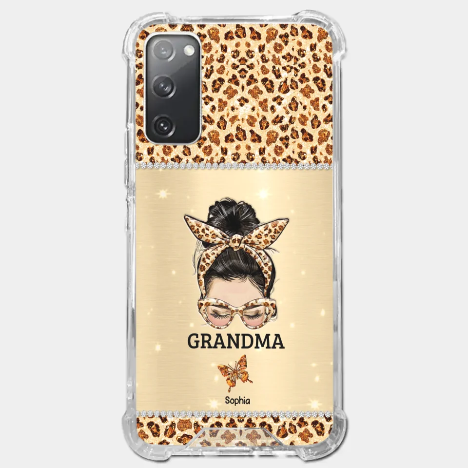 A Grandmother's Love Is Forever And Always - Family Personalized Custom Faux Jewelry Effect Printed Clear Phone Case - Gift For Mom, Grandma