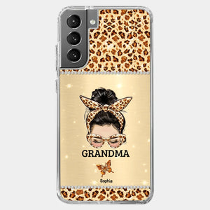 A Grandmother's Love Is Forever And Always - Family Personalized Custom Faux Jewelry Effect Printed Clear Phone Case - Gift For Mom, Grandma