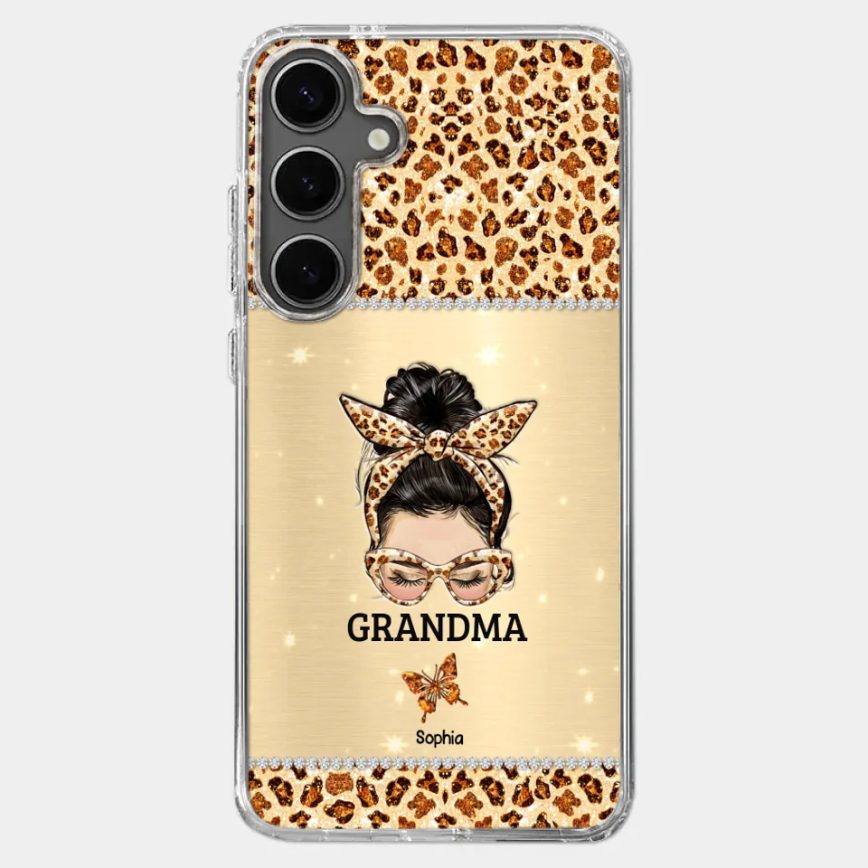 A Grandmother's Love Is Forever And Always - Family Personalized Custom Faux Jewelry Effect Printed Clear Phone Case - Gift For Mom, Grandma