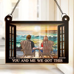 Together We Build A Life We Love - Couple Personalized Window Hanging Suncatcher - Gift For Couple, Husband, Wife