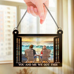 Together We Build A Life We Love - Couple Personalized Window Hanging Suncatcher - Gift For Couple, Husband, Wife