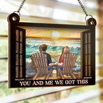 Together We Build A Life We Love - Couple Personalized Window Hanging Suncatcher - Gift For Couple, Husband, Wife