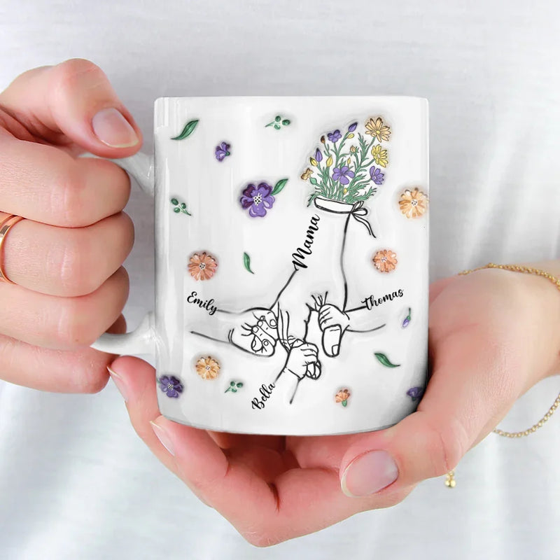 Grandma’s Hands Are The Safest Place To Be - Family Personalized Custom 3D Inflated Effect Printed Mug - Gift For Mom, Grandma