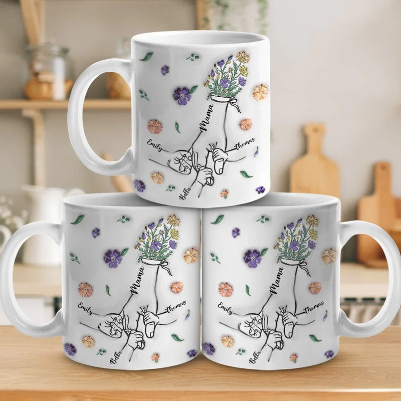 Grandma’s Hands Are The Safest Place To Be - Family Personalized Custom 3D Inflated Effect Printed Mug - Gift For Mom, Grandma