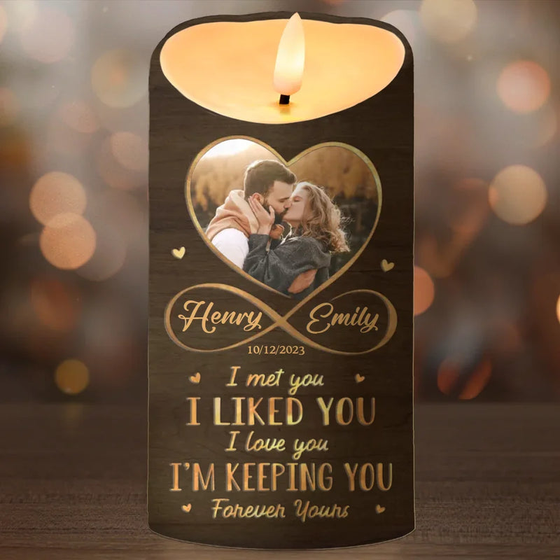 Custom Photo You Make My Heart Skip A Beat - Couple Personalized Custom LED Candle - Christmas Gift For Husband Wife, Anniversary