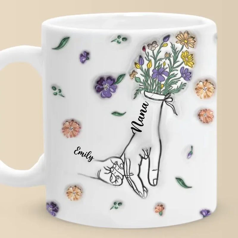 Grandma’s Hands Are The Safest Place To Be - Family Personalized Custom 3D Inflated Effect Printed Mug - Gift For Mom, Grandma