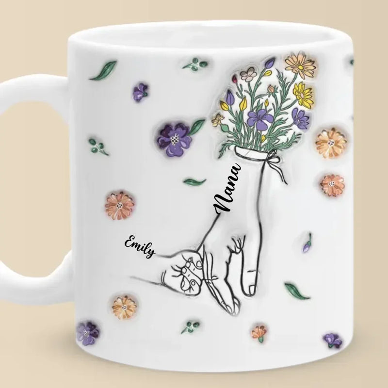 Grandma’s Hands Are The Safest Place To Be - Family Personalized Custom 3D Inflated Effect Printed Mug - Gift For Mom, Grandma