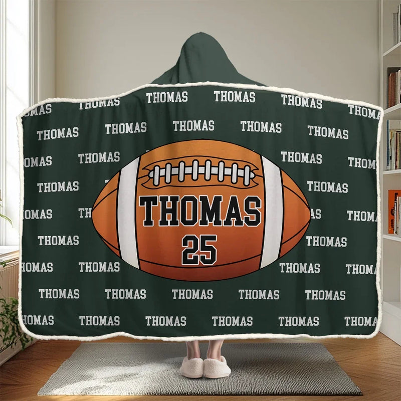 Eat, Sleep, Football, Repeat - Personalized Custom Snuggle Blanket, Hoodie Blanket - Gift For Sport Lovers, Sport Players