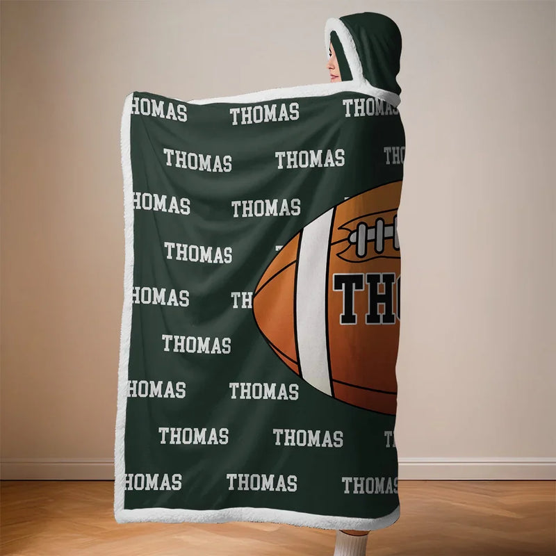Eat, Sleep, Football, Repeat - Personalized Custom Snuggle Blanket, Hoodie Blanket - Gift For Sport Lovers, Sport Players