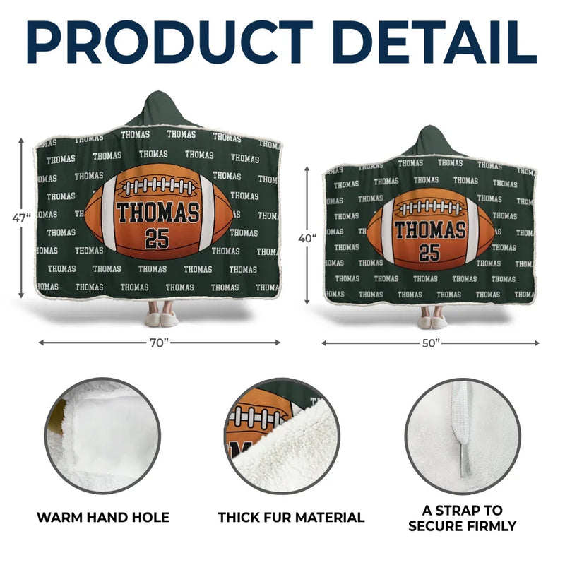 Eat, Sleep, Football, Repeat - Personalized Custom Snuggle Blanket, Hoodie Blanket - Gift For Sport Lovers, Sport Players