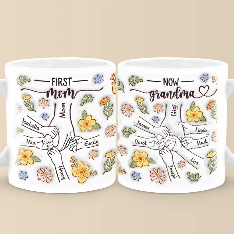 A Grandma’s Love Knows No Bounds - Family Personalized Custom 3D Inflated Effect Printed Mug - Gift For Mom, Grandma