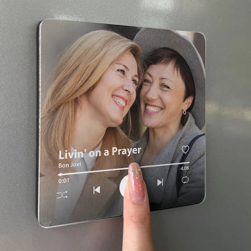 Custom Photo Bound By Love - Couple Personalized Custom Music Fridge Magnet That Can Play Songs - Gift For Husband Wife, Anniversary