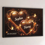 Two Hearts Beating As One - Couple Personalized Custom Horizontal Poster - Gift For Husband Wife, Anniversary