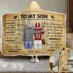 Custom Name Football Gifts for Son - Personalized Snuggle Blanket