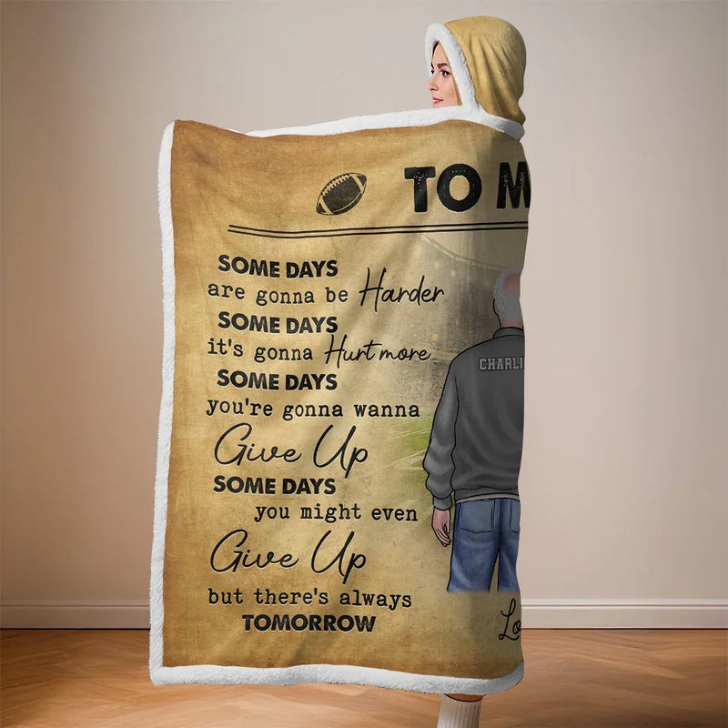 Lace Up, Show Up, Never Give Up - Family Personalized Custom Snuggle Blanket, Hoodie Blanket - Gift For Family Members, Sport Lovers, Sport Players