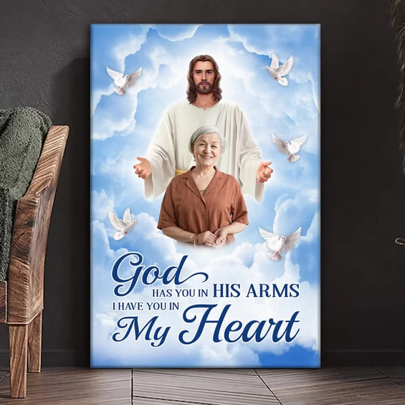 Custom Photo I Have You In My Heart - Memorial Personalized Custom Vertical Canvas - Sympathy Gift For Family Members