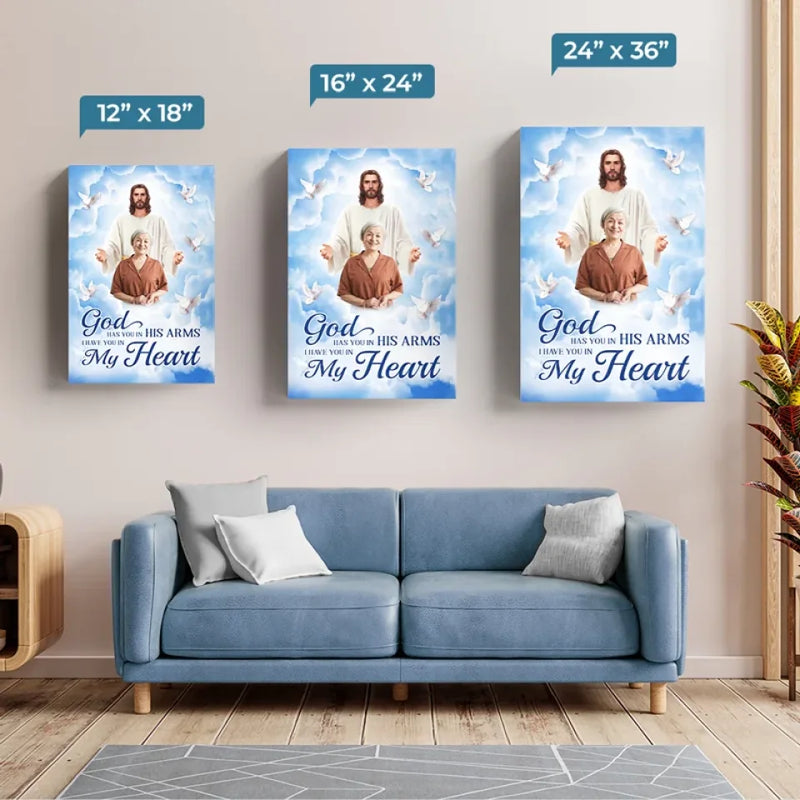 Custom Photo I Have You In My Heart - Memorial Personalized Custom Vertical Canvas - Sympathy Gift For Family Members