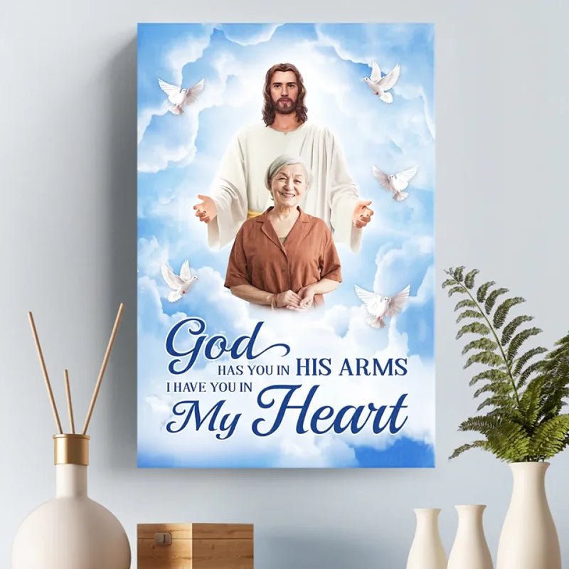 Custom Photo I Have You In My Heart - Memorial Personalized Custom Vertical Canvas - Sympathy Gift For Family Members