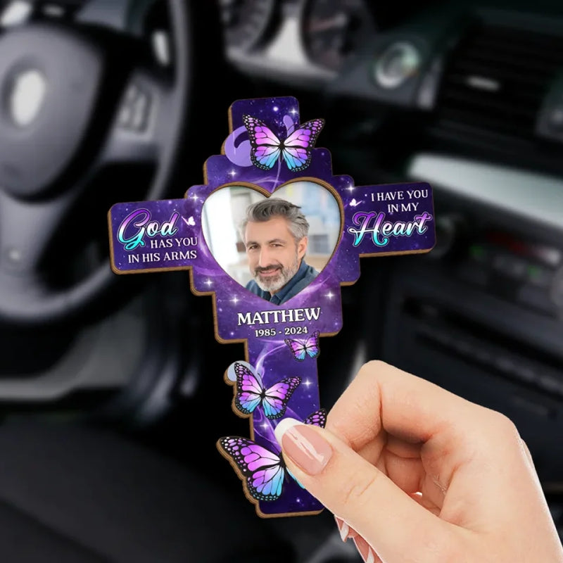 Custom Photo Forever In Our Hearts, Lighting Our Way - Memorial Personalized Custom Car Visor Clip - Sympathy Gift For Family Members